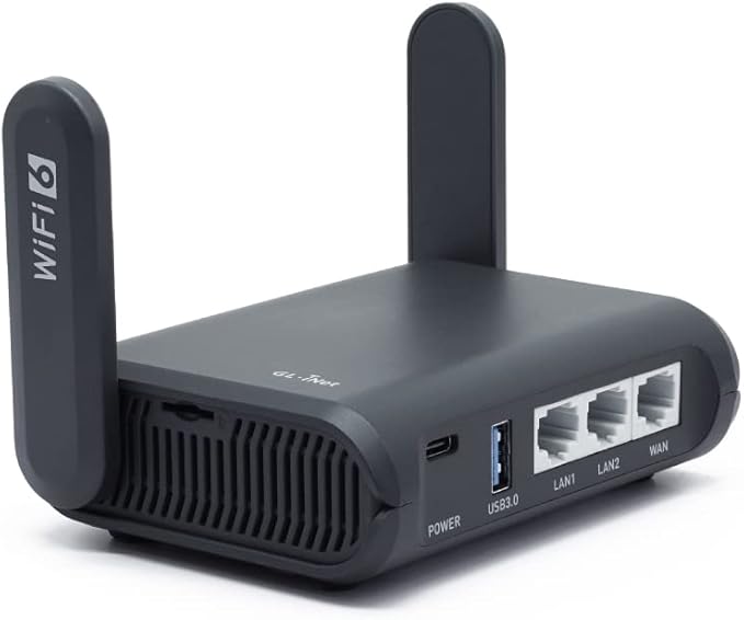 GL.iNet GL-AXT1800(Slate AX) Portable Gigabit Travel Router, Pocket-Sized, Wi-Fi 6, Extender/Repeater for Hotel&Public Network Storage, VPN Client&Server, OpenWrt, Adguard Home, USB3.0,TF Card Slot