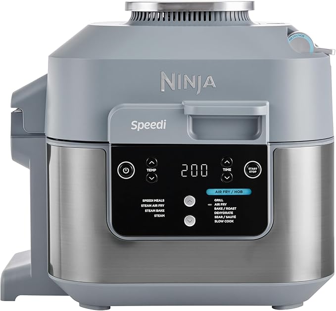 Ninja Speedi 10-in-1 Rapid Cooker, Air Fryer and Multi Cooker, 5.7L, Meals for 4 in 15 Minutes, Air Fry, Steam, Grill, Bake, Roast, Sear, Slow Cook & More, Cooks 4 Portions, Sea Salt Grey, ON400UK