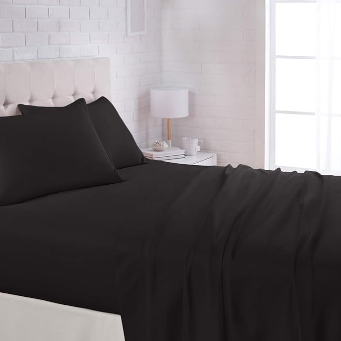 Amazon Basics Lightweight Super Soft Easy Care Microfiber 4 Piece Bed Sheet Set