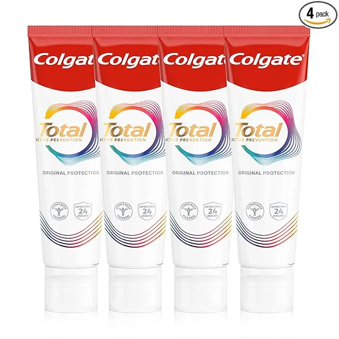 Colgate Total Active Prevention Original Toothpaste 100ml x4 | fights root causes* of many oral health problems³ | 24h antibacterial¹ protection | clinically proven | patented² technology